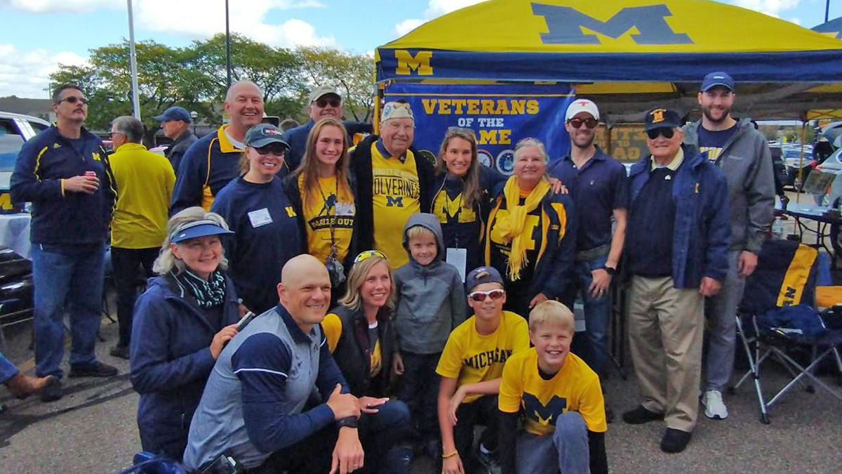 elfring and family in front of VOG sign