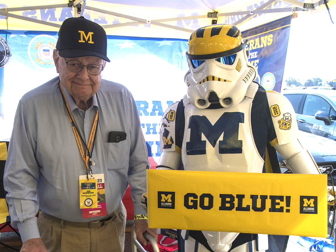 joe with University of Michigan stormtrooper