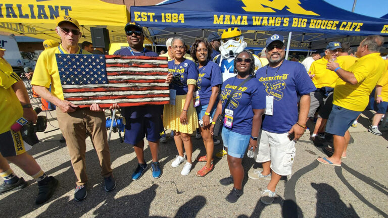 leath famly with amercan flag