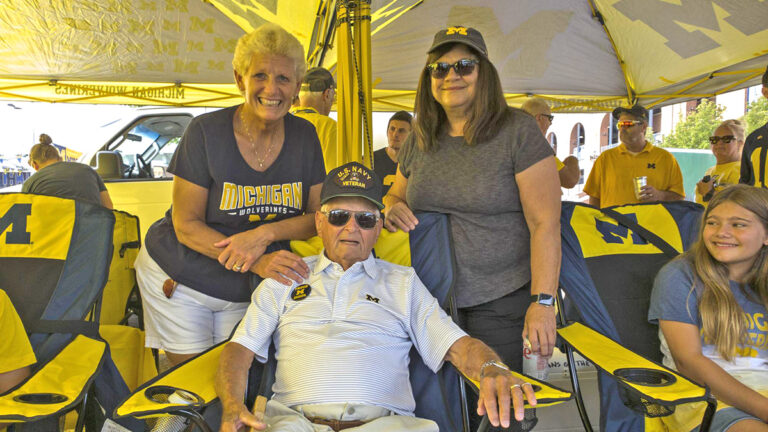 morrison with friends in tent